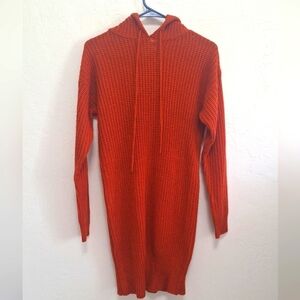 Full Circle Trends Sweater Dress Country Knit Hoddie Rust Pullover Size S